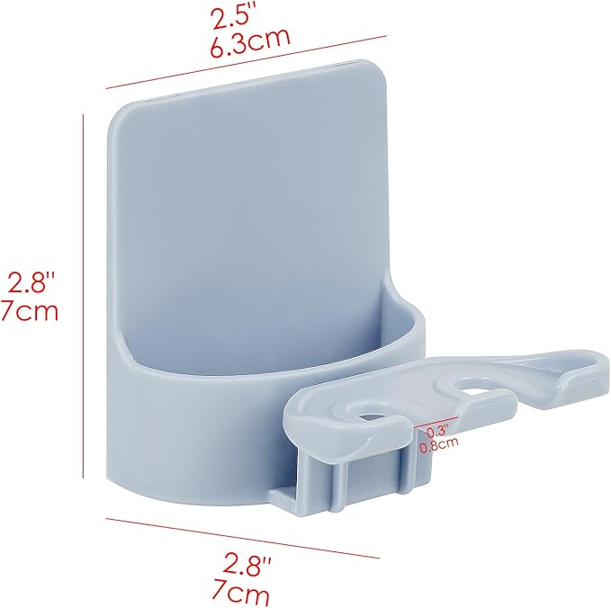 2 PCS Self-Adhesive Toothbrush Holders Wall Mounted, Water Proof Toothbrush Hook, 3 in 1 with Toothbrush Hanger Toothpaste Holder and Gargle Cup Holder for Bathroom Shower (Blue)