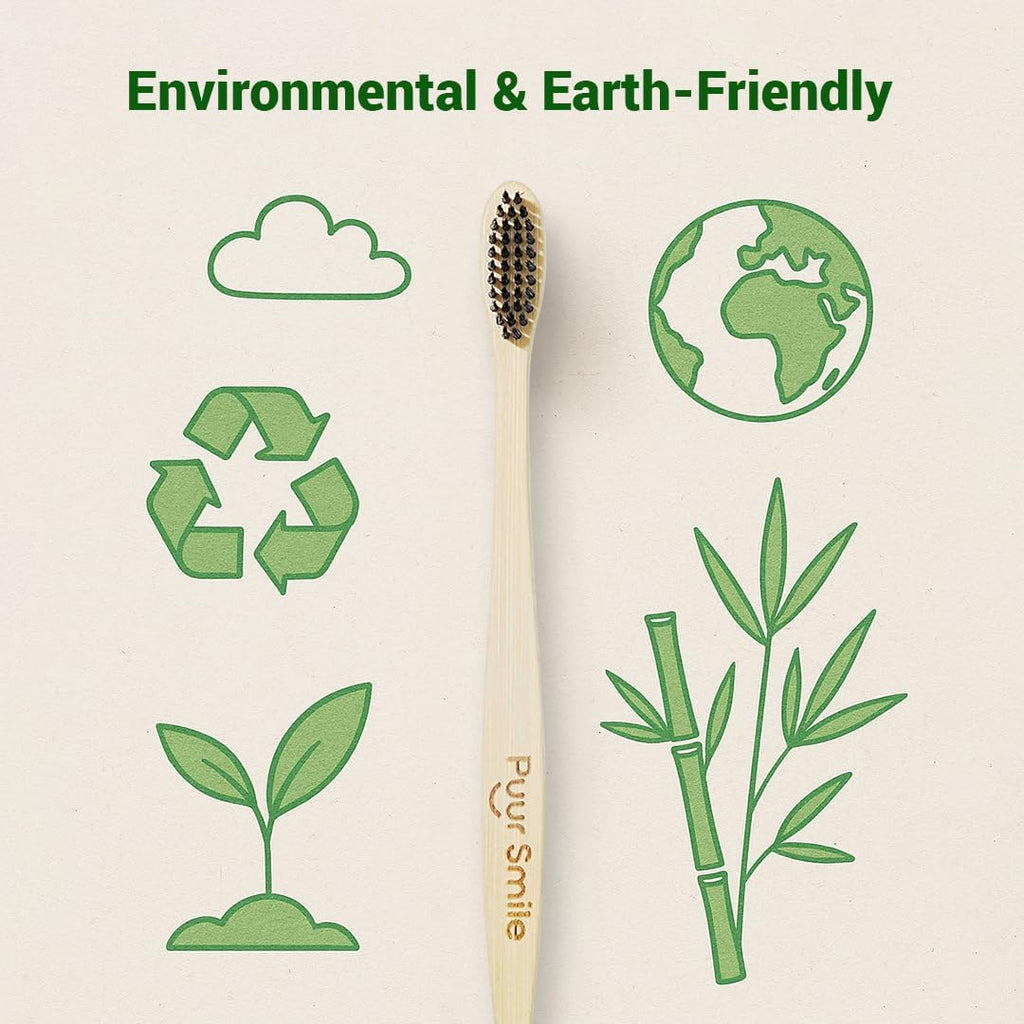 Premium Natural Bamboo Toothbrush – Eco-Friendly, Biodegradable Handle, Soft Bristles – Sustainable Oral Care for Adults