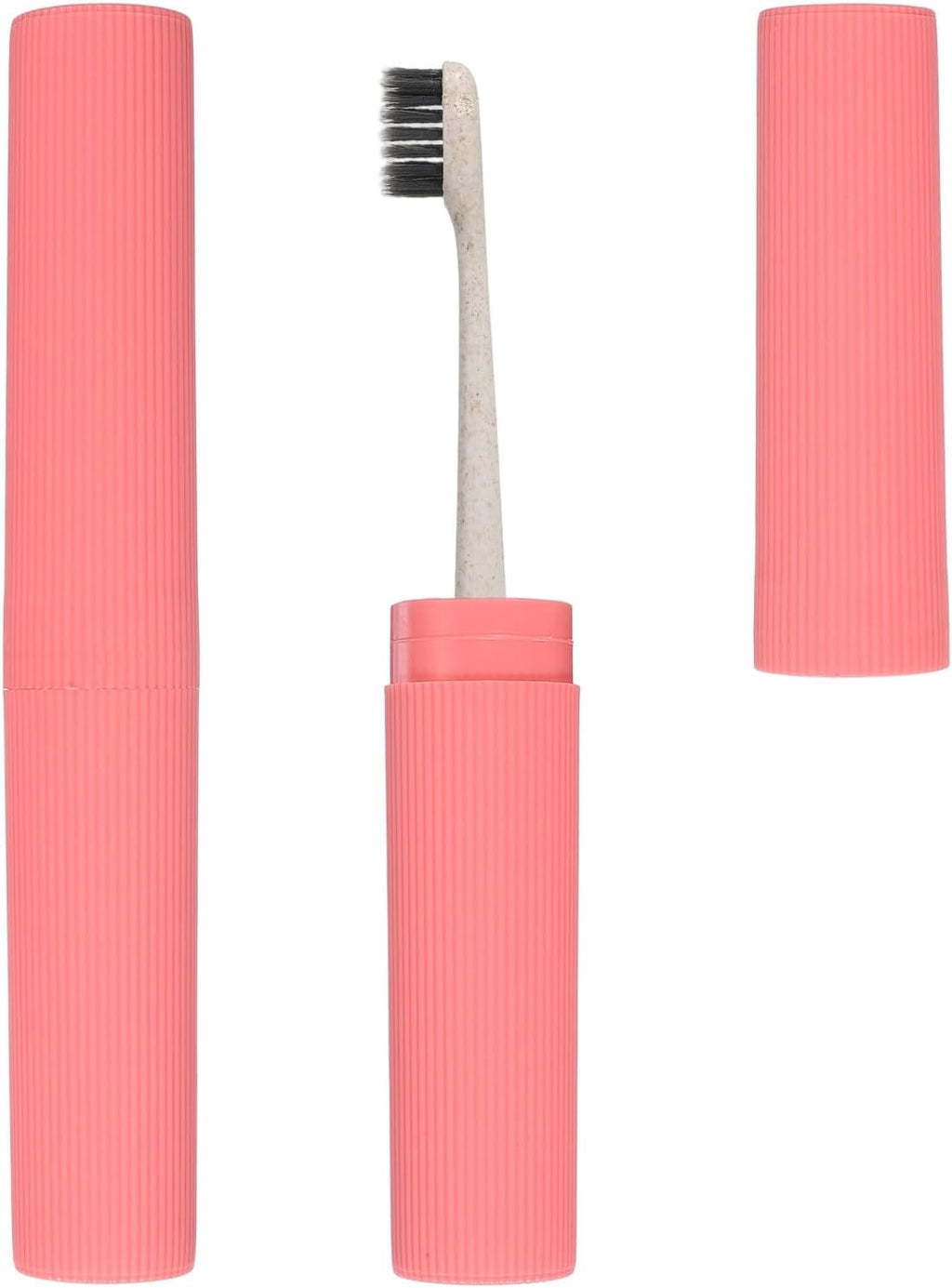 uxcell 2Pcs Travel Toothbrush Case, 7.9x1.2x1.2 Portable Travel Toothbrush Holder with Streak, Plastic Toothpaste Container for Bathroom, Gym, Business Trip, Camping, Pink
