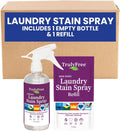 Truly Free Laundry Stain Remover Spray for Clothes - Removes Tough, Dried-In Stains on Whites & Colors -Natural Ingredients - Gentle Yet Powerful - Includes 3 oz Refill & Empty Refillable Bottle