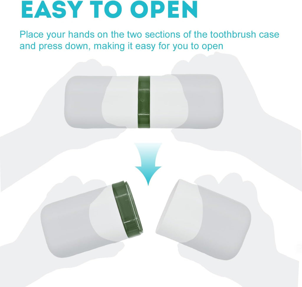 Travel Toothbrush Holder,Toothbrush Holder and Rinse Cup with Handle Toothbrush Travel Case and Portable Travel Pouches for Toiletries Set (Green+Purple+4pc Bag)