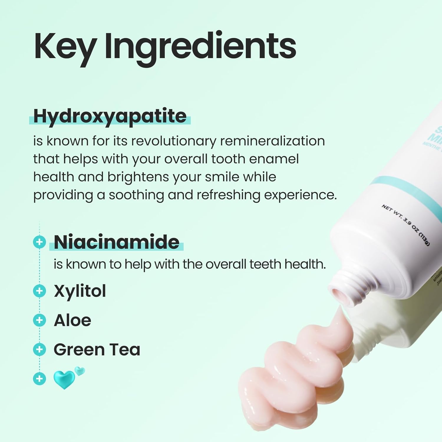 HIMALAYA PINKSALT Fluoride Free Hydroxyapatite Toothpaste with Niacinamide, Helps Remineralize, Appropriate for Sensitive Teeth, Teeth Whitening - for Adult, Kids Oral Care - Spearmint Flavor, 3.9 oz