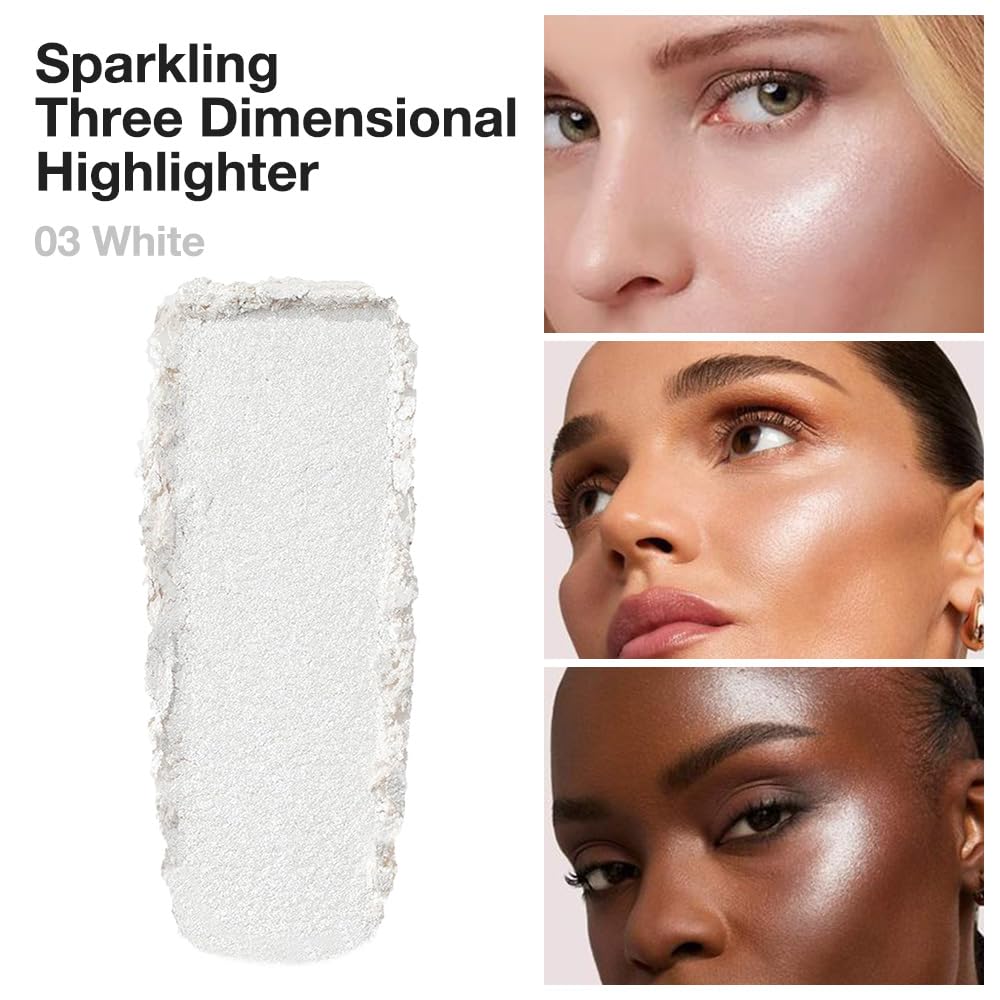 Pearl White Shimmer Glitter Highlighter Highlight Makeup Contour Powder,Glitter Face Illuminator Highlighter, Illuminator Make Up (Pearl White)