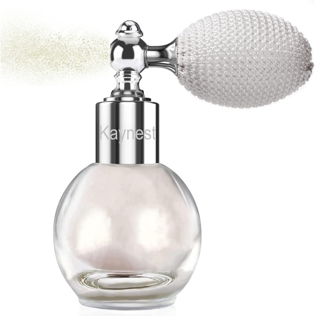Pearl White Highlighter Spray, Loose Shimmer Powder High Gloss Makeup Mist for Body, Face, Hair, Long Lasting Glitter Hairspray for Festive Party, Stage Shows, Nightclubs, Bar