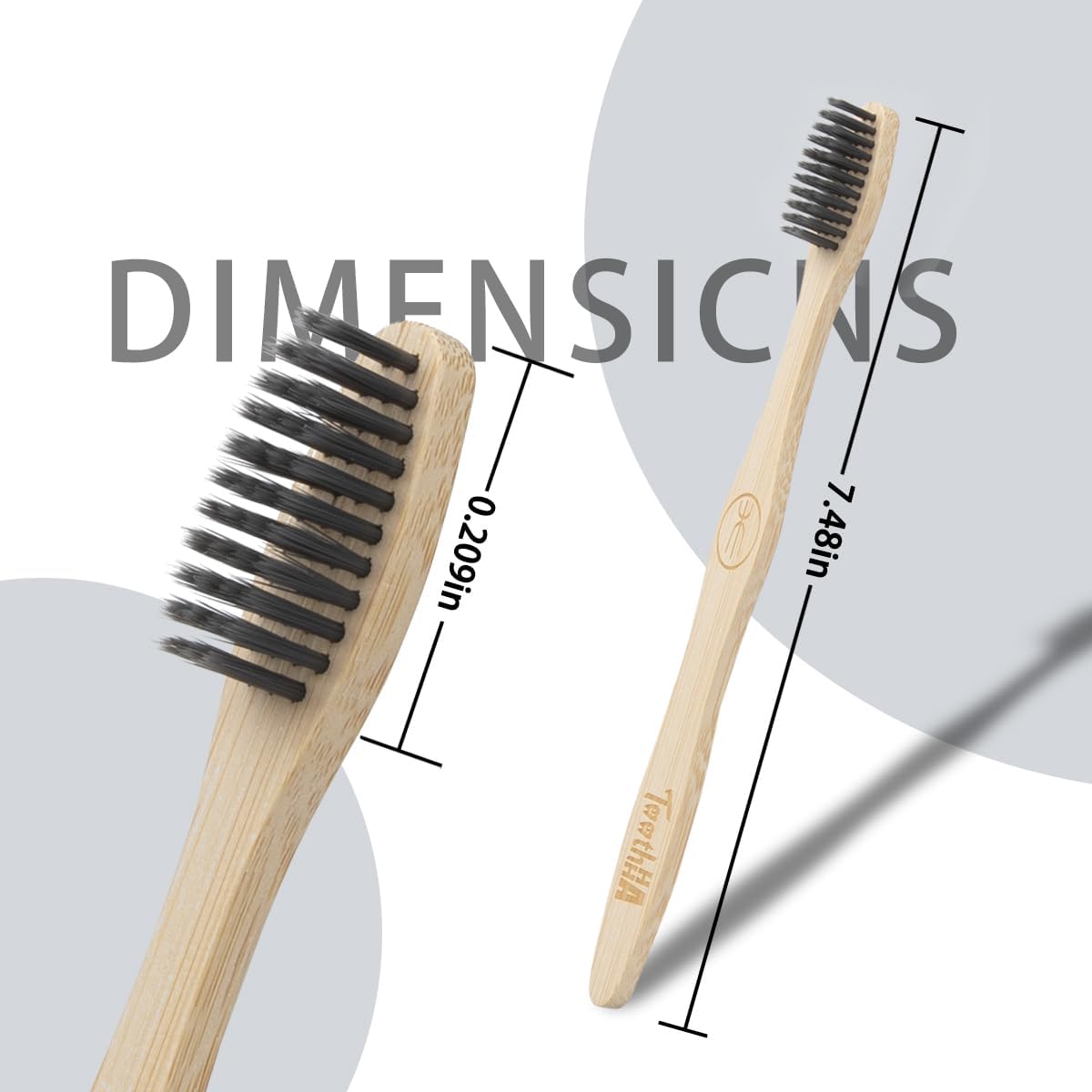 Bamboo Toothbrush Individually Sealed 10 Count, BPA-Free Soft Bristles Toothbrushes for Adults, Eco-Friendly, Natural Charcoal Wooden Toothbrush