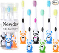 Newday Kids toothbrushes 6 Pack Set Soft Bristles with Suction Cup, Includes Travel Covers, Bear Panda toothbrushes for Kids Boys & Girls, Toddlers &Children Teeth Age 3+