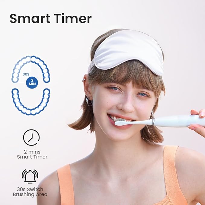 Oclean Electric Toothbrush for Adults, 150 Days Battery Life Electric Toothbrush, USB Rechargeable Sonic Travel Toothbrush with 6 Brush Heads & Travel Case, 5 Modes and Smart Timer