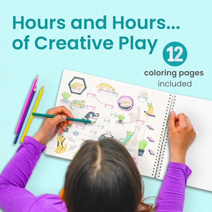 Cupkin Hello Cats Sticker Book Activity for Kids, Toddler Airplane Travel Essentials, 500+ Stickers for Kids 12 Scenes + Coloring Book Pages, Cat Gift Girls and Boys, Children's Crafts Ages 2-8