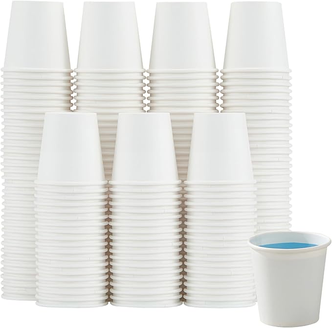 100 Pack 3 oz Paper Cups White, Small Mouthwash Cups 3 OZ, Mini Disposable Bathroom Cups, Paper Cups 3 Ounce for Bathroom, Supermarket, Birthday Party, Travel, Events, Picnic, BBQ