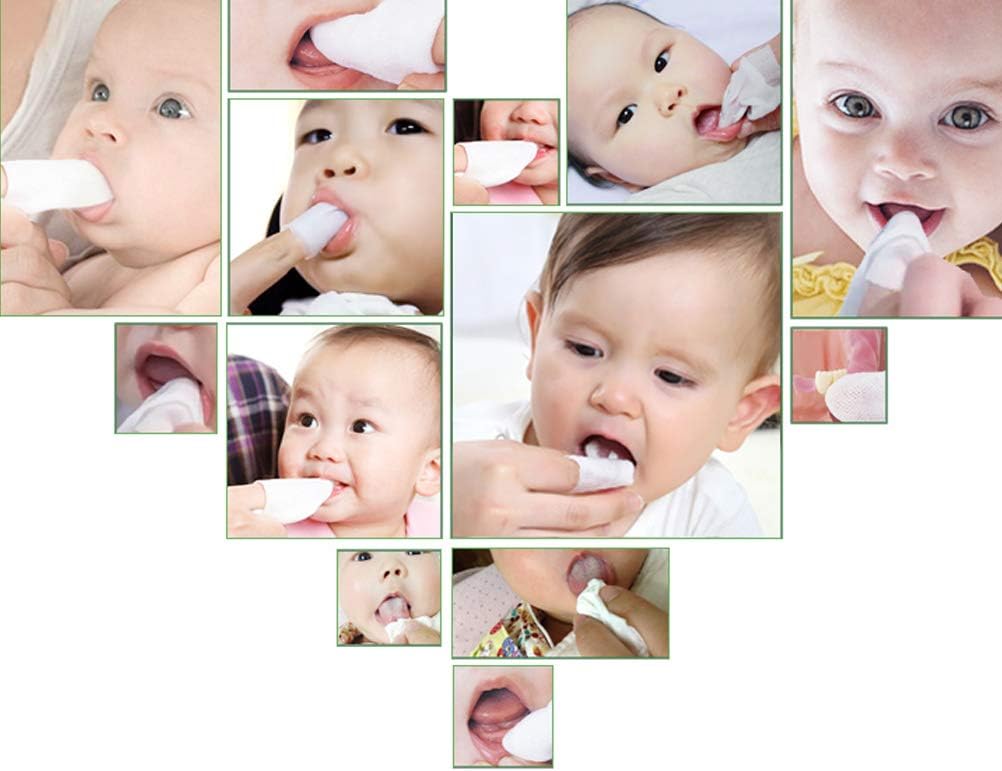 120Pcs Baby Teeth Soft Gauze Finger Clean Oral Hygiene Tongue Milk Stain Cleaning for 0-2 Years Old