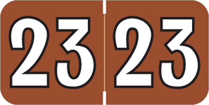 2023 Year Stickers, Doctor Stuff 2023 Chart Stickers, Brown/Black Coded, Colwell Jewel Tone Style, USA Made Year Labels for End Tab File Folders, 500/Roll, 1 Roll, 3/4" x 1-1/2"
