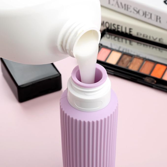 Travel Bottles for Toiletries, Large 6oz Travel Size Containers, BPA Free Leak Proof Tubs Refillable Liquid Accessories with Toiletry Bag for Cometic Shampoo and Lotion Soap (4 Pack)