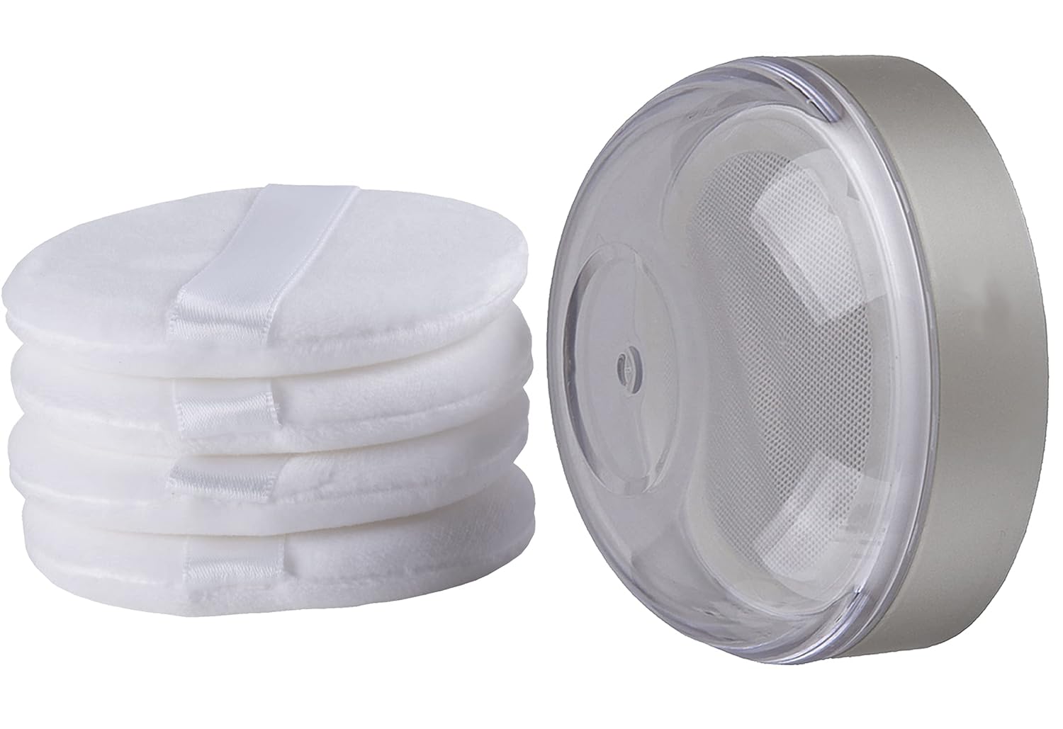 Powder Puff Reusable Empty Makeup Container with Elasticated Net Sifter for Setting Powder, Face Powder, Travel and Daily Use