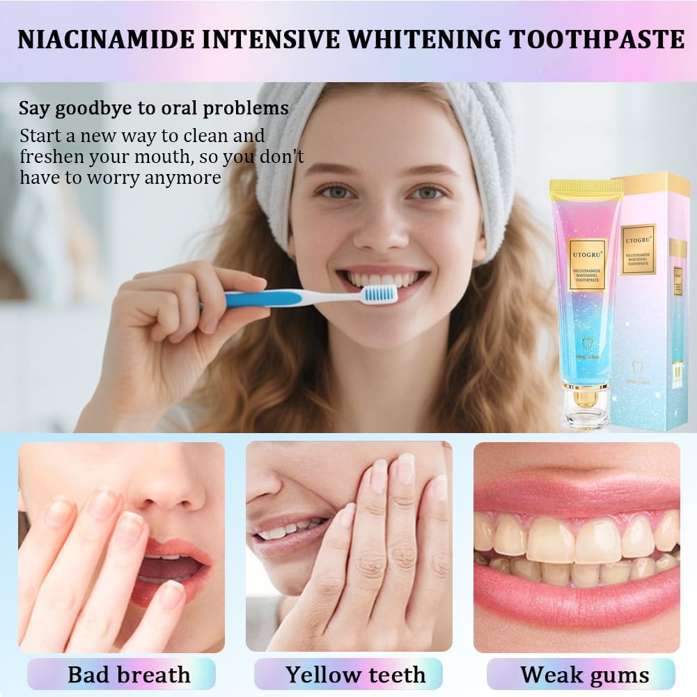 for Utogru Nicotinamide Whitening Toothpaste, Protects Enamel, Refreshes Breath & Stain Removal, Fluoride-Free Formula is Suitable for Sensitive Teeth (3.8oz/100g, 1P)