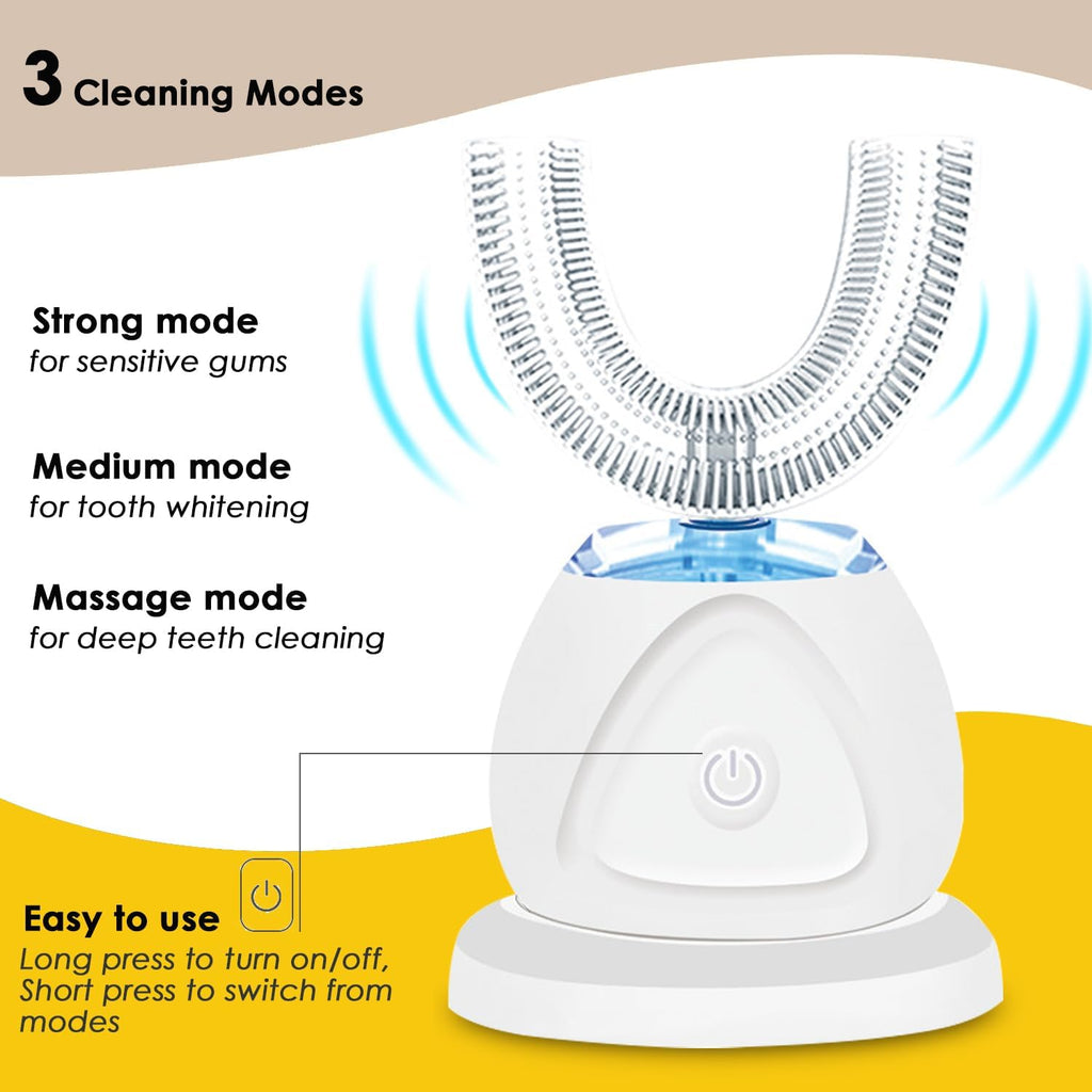 360 Ultrasonic Toothbrush, Automatic Toothbrushes Auto Sonic Tooth Brush, Teeth whitening Brush with Timer & Wireless Charging 360° Ultrasonic Electric Toothbrush for Adult