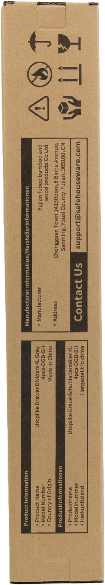 Utoplike Bamboo Drawer Dividers Large, Gray Kitchen Drawer Organizers Adjustable, Spring Loaded, Works in Dresser, Bathroom, Bedroom, Desk, 4 pcs, 2.4" H