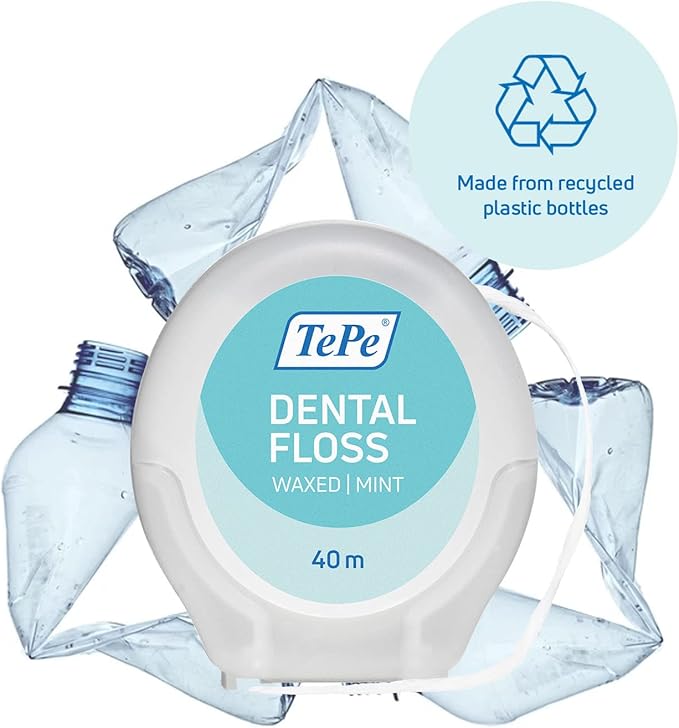 TePe Dental Floss, Waxed Mint-Flavored PFAS-Free Tooth Floss, 40 Meters
