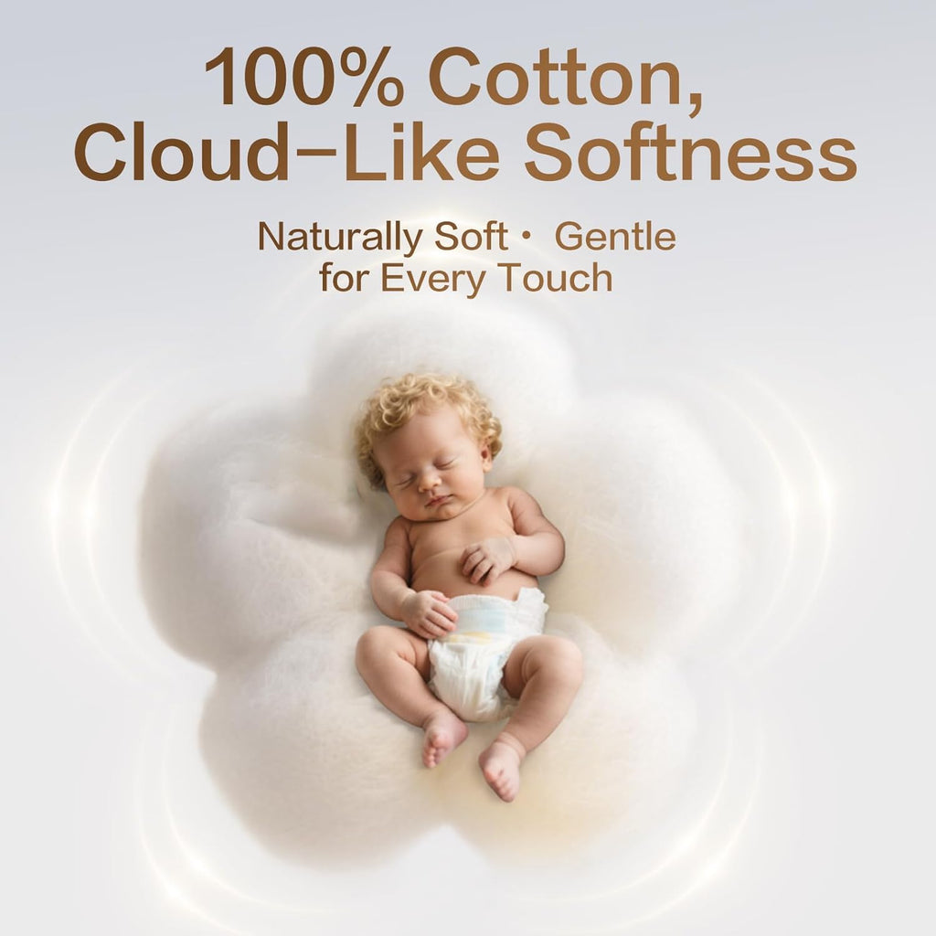 Winner 100% Cotton Dry Wipes, USDA Certified Baby Wipes, Soft & Gentle, Hypoallergenic & Unscented for Baby Sensitive Skin, Use Wet/Dry for Diaper Changes, Meals & Cleanup, 600 Count, Pack of 6