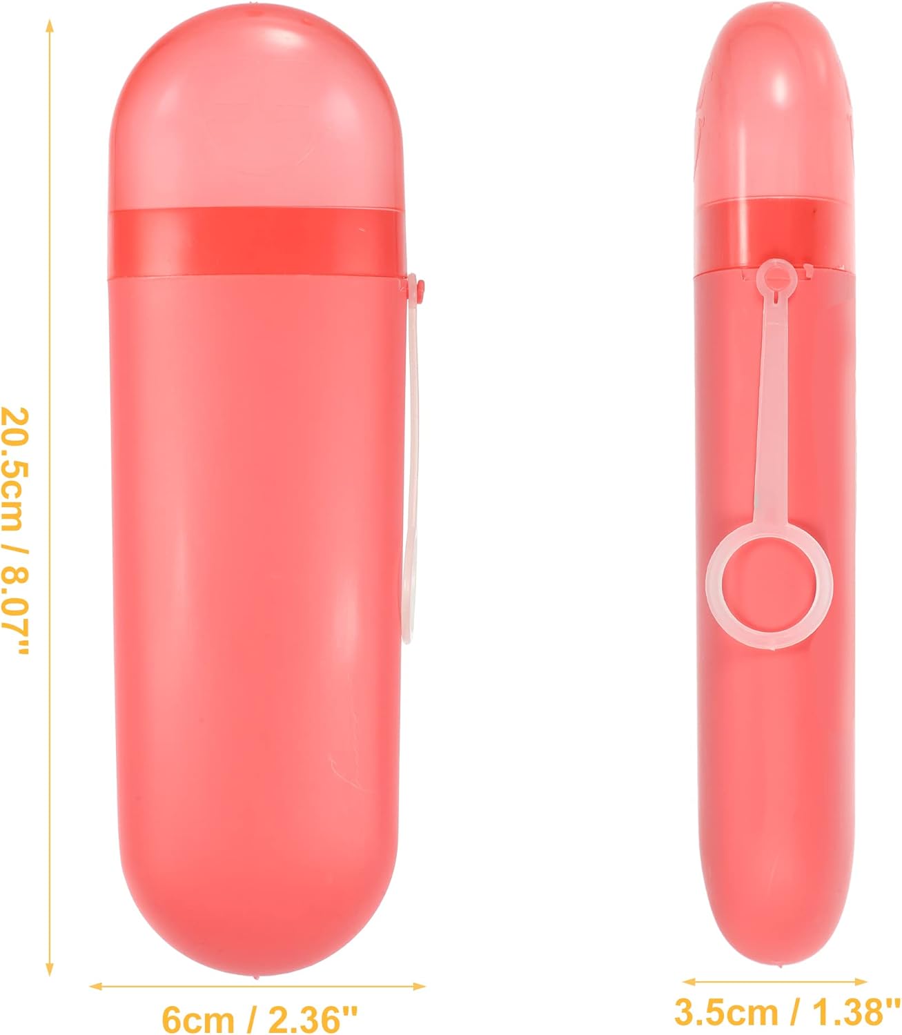 VOCOSTE 1 Pcs, Portable Toothbrush Case with Hook, Plastic, Traveling Toothbrush Holders Case, Travel Business, Red, 8.07"x2.36"x1.38"