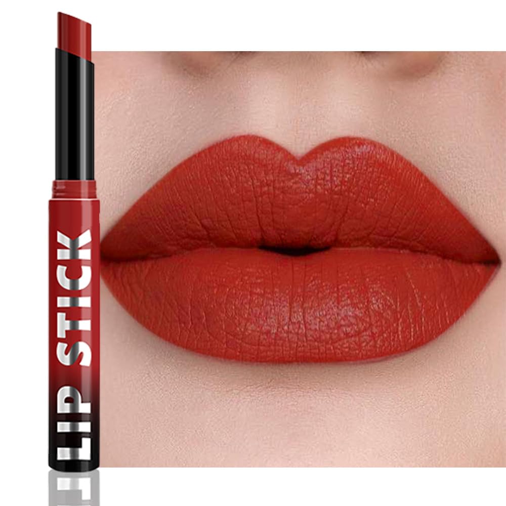 Orange Red Matte Lipstick for Women, Long Lasting Waterproof Transfer-Proof Vegan, 24 Hours Moisturizing Glossy Shine Lip Gloss, Lipstick Palette Beauty Products Makeup All-Day Formula A06#
