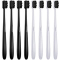 Patelai 8 Pcs Extra Soft Toothbrush Micro Nano with 20, 000 Ultra Soft Bamboo Charcoal Bristles for Adult, Sensitive Gum, Brace and Gum Recession(Black, White Handle with Black Bristle)