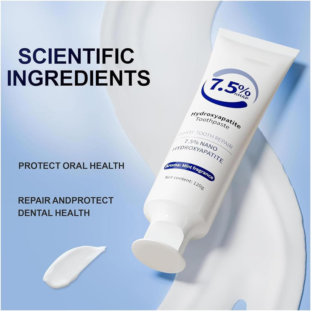 Hydroxyapatite Toothpastes for Enamel Protection and Tooth Strengthening, Hidroxiapatita Toothpaste for Sensitive Teeth with Fluoride-Free Formula, Natural Whitening Toothpaste(1pc)