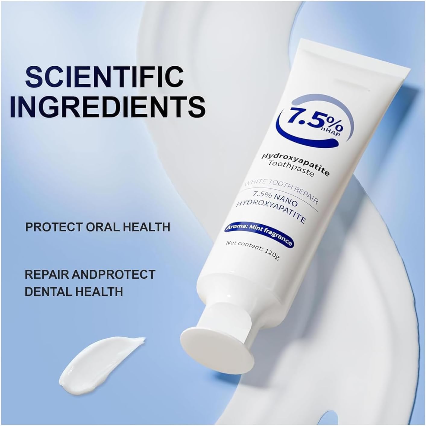 Hydroxyapatite Toothpastes for Enamel Protection and Tooth Strengthening, Hidroxiapatita Toothpaste for Sensitive Teeth with Fluoride-Free Formula, Natural Whitening Toothpaste(1pc)