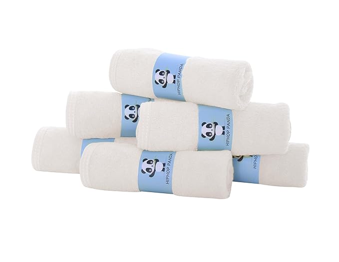 HIPHOP PANDA Baby Washcloths, Rayon Made from Bamboo - 2 Layer Ultra Soft Absorbent Newborn Bath Face Towel - Reusable Baby Wipes for Delicate Skin - Ivory, 30 Pack