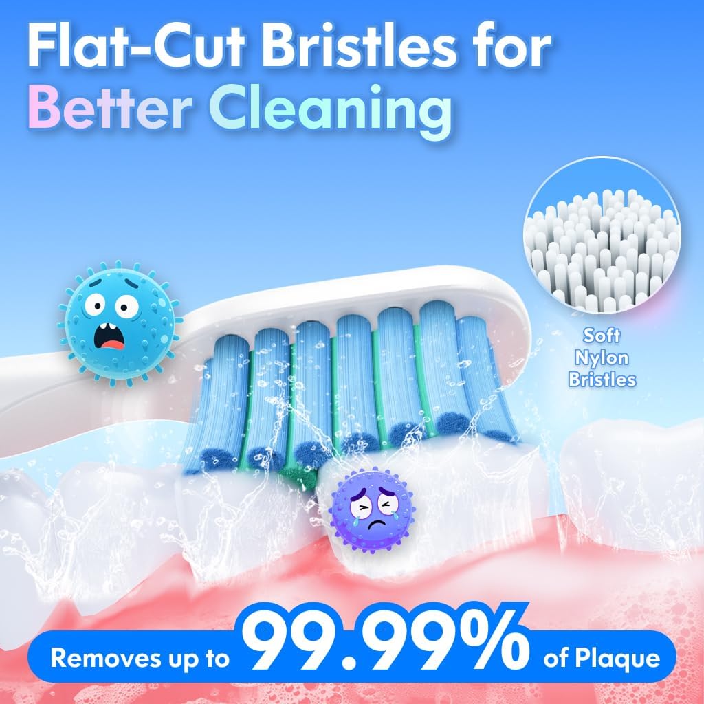 Electric Toothbrush Kids Age 3-5-7-8-12 Year Old, Childrens Electric Toothbrush Rechargeable with Timer 3 Modes 4 Vibrating Heads Habit Stickers 31000VPM Boys Electric Tooth brush (Astronaut Blue)