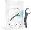 SOMETHING NICE Versa Floss Picks for Braces - Mint Flavored Flossers with Rubber Band Hook & Tongue Scraper, Braces Floss Picks with Xylitol for Protection 90-Pack