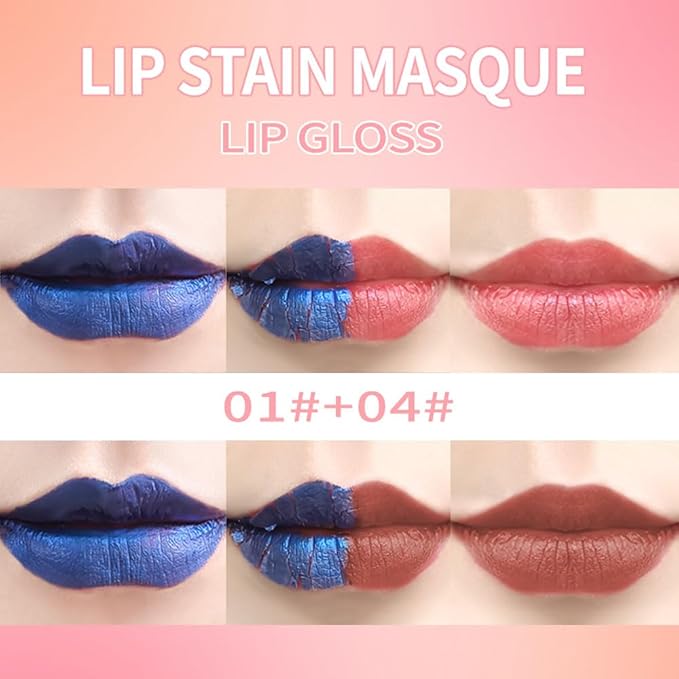 Lip Stain Peel Off – Wipe-Off Lip Stain Tattoo | Long Lasting Waterproof Lip Tint, High-Pigment Matte Lip Color, Smudge & Transfer Proof Lip Stains Masque, Kiss-Proof All-Day Lip Makeup 01#+04#