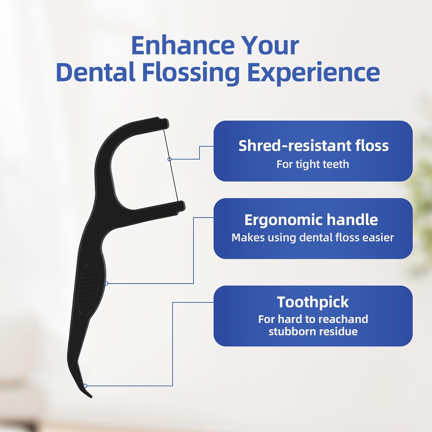 RAZOKO Biodegradable Dental Floss Picks, Charcoal Toothpick Stick Soft On Gum & Teeth, Plant Based Dental Floss Picks for Adults & Kids 200 Count