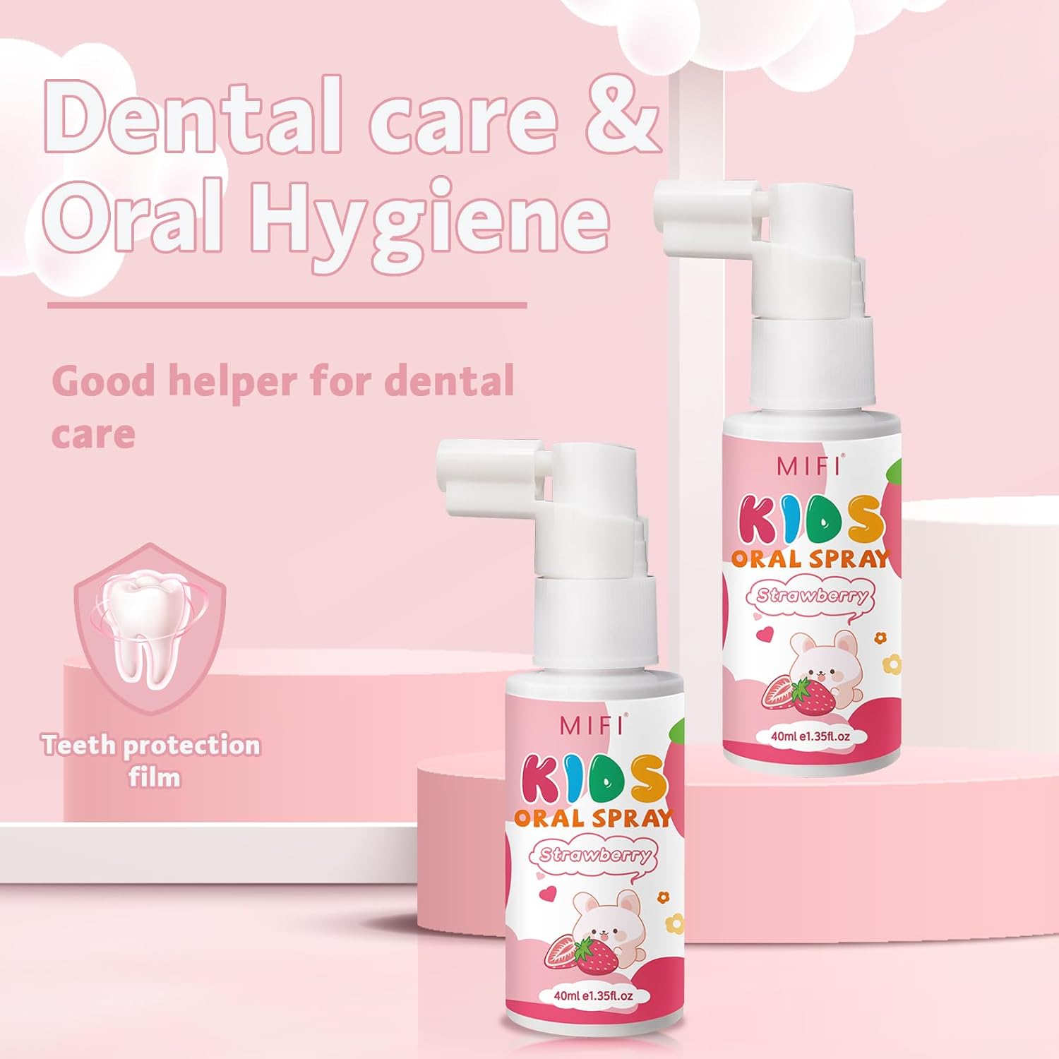 PEGO Kids Oral Spray, Toddler Toothpaste Helper for Fresh Breath,Fruit-Flavored & Portable, for Baby's Daily Oral Care (2Pack, Strawberry)