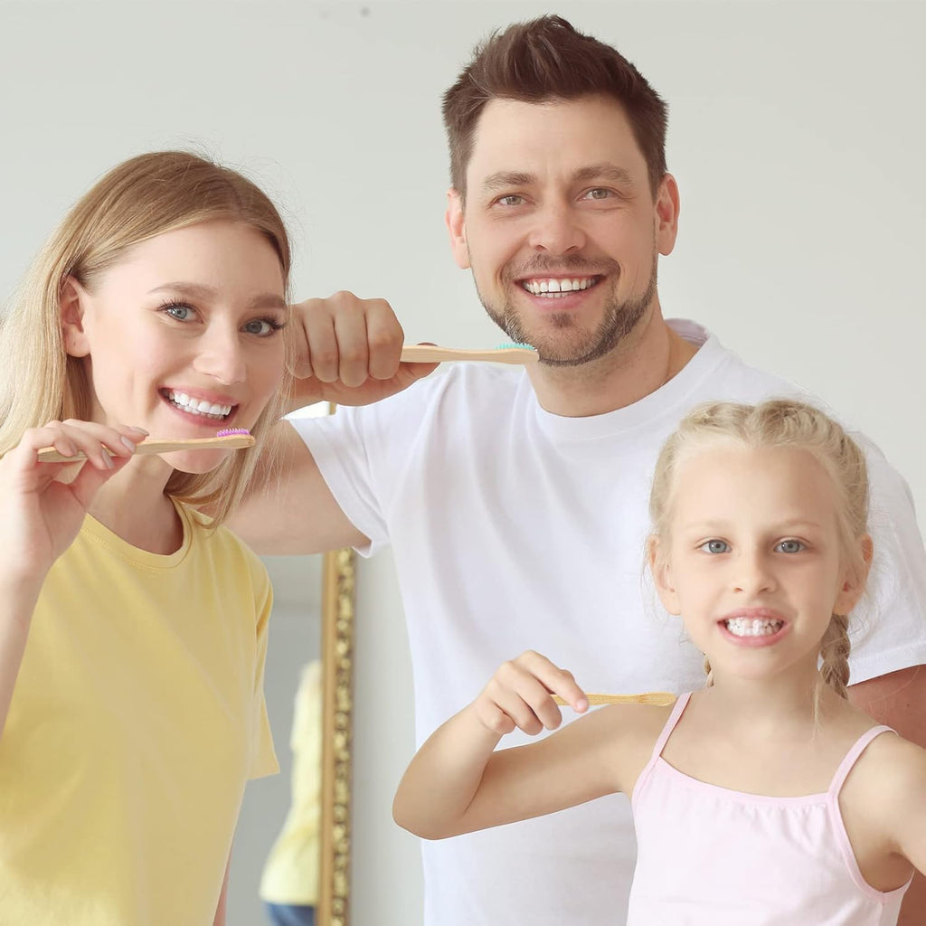 Sieral 120 Pcs 120 Pcs Bamboo Toothbrushes Bulk Soft Bristle Individually Wrapped Travel Toothbrush Eco Friendly Natural Wooden Tooth Brush for Kid Adult Home Travel Use, 7.5 Inch, 12 Colors (Number)