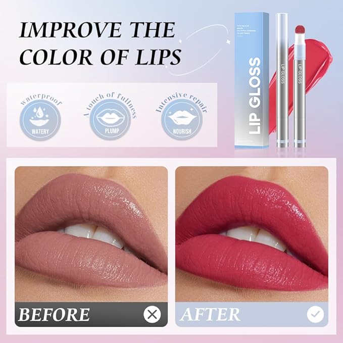 Cushion Lip Gloss Matte Lip Tint – Long-Lasting Lightweight Color, Soft Plush Applicator for Gradient Blurred Lips, Non-Sticky Velvet Finish Hydrating Lip Stain 05#–Berry Plum