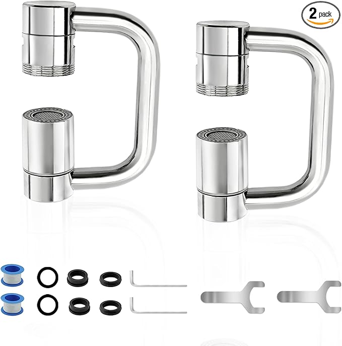 2pcs U Shape Faucet Extender, 1440° Rotatable Faucet Aerator Suitable for Kitchen and Bathroom Sinks