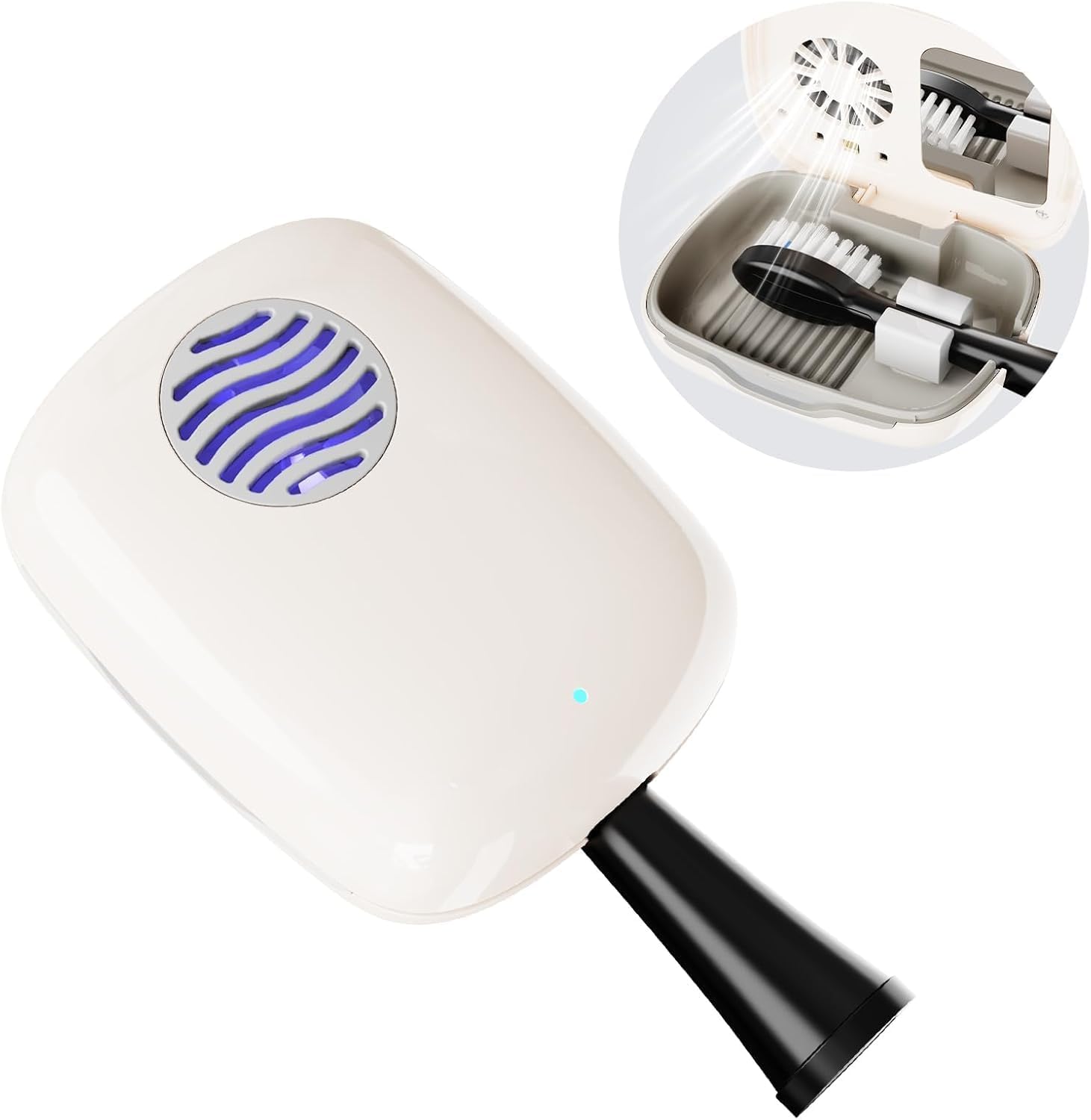 UV-C Toothbrush Sanitizer Cover Case and Holder Electric Travel Toothbrush Cover with Holder for Any Toothbrush Head Rechargeable Toothbrush Travel Case White