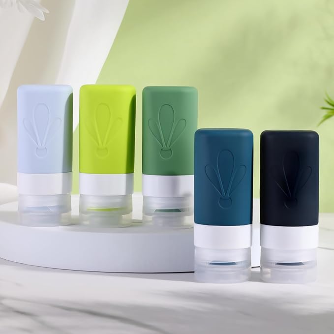 INSFIT Travel Bottles for Toiletries, TSA Approved 2oz Travel Size Containers, BPA Free Leak Proof Squeezable Silicone Tubes for Shampoo Conditioner Lotion Soap with Labels
