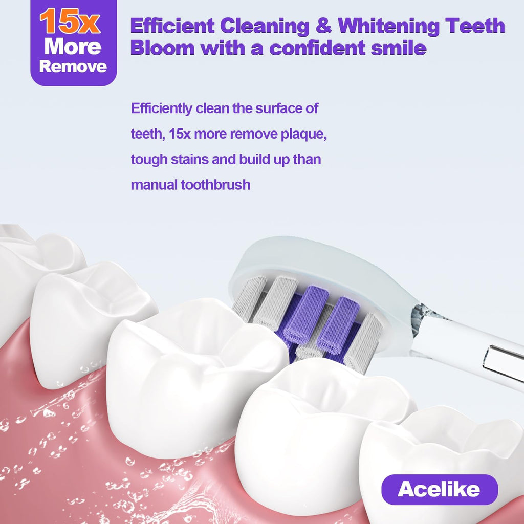 Metal Electric Toothbrush with UV Mode, Vibration and Oscillation Electric Toothbrush for Adults, 6 Brush Heads & Travel Case & Dust Cover, 5 Modes & Built in Timer, One Charge Last 120 Day（Sliver）