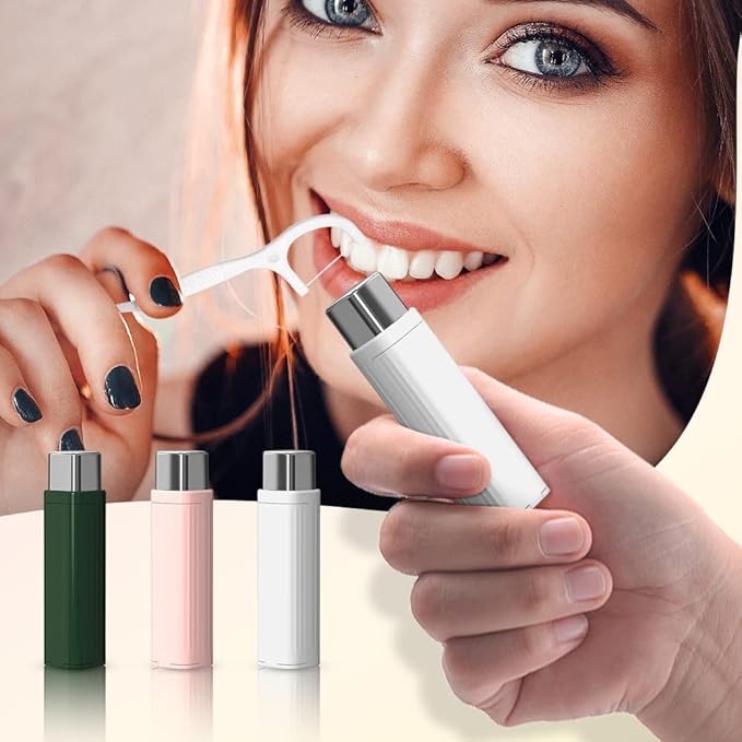 Portable Floss Dispenser with 100 Pcs Dental Floss, Dental Floss Dispenser Dental Floss Picks Case, Upgrade Portable Automatic Floss Dispenser Floss Organizer for Family Travel(3 Pcs Mix Color)