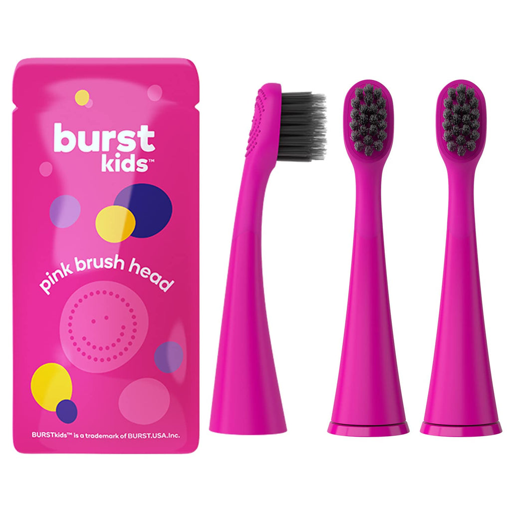 BURST Genuine Replacement Heads for Kids Electric Toothbrush (Pink/3 Pack) | Perfect Fit | Ultra Soft Bristles | 9 Months of Supply