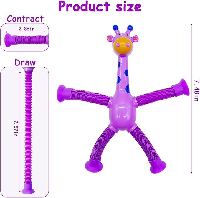 32Pcs Telescopic Suction Cup Giraffe Toys, Suction Pop Tubes Giraffe Sensory Toys, Pop Fidget Toys for Toddler Travel, Easter Basket Stuffers Party Favor Birthday for Kids Boys Girls
