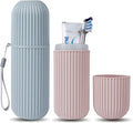 UCEC Toothbrush Travel Case, 8.2 Inch Longer Holder, Portable for Traveling Camping Business Trip School Bathroom, 2 Pack (Blue, Pink)
