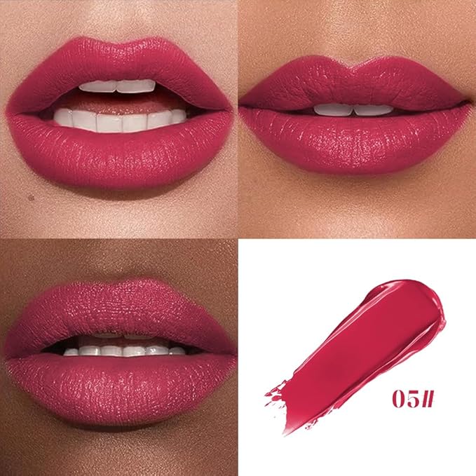 Cushion Lip Gloss Matte Lip Tint – Long-Lasting Lightweight Color, Soft Plush Applicator for Gradient Blurred Lips, Non-Sticky Velvet Finish Hydrating Lip Stain 05#–Berry Plum
