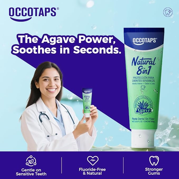 Agave Sensitive Toothpaste, Fluoride-Free Natural Whitening Toothpaste for Sensitive Teeth, Gentle Gum Care, Removes Surface Stains, Fresh Mint Herbal Formula, 1Pk US Manufactured