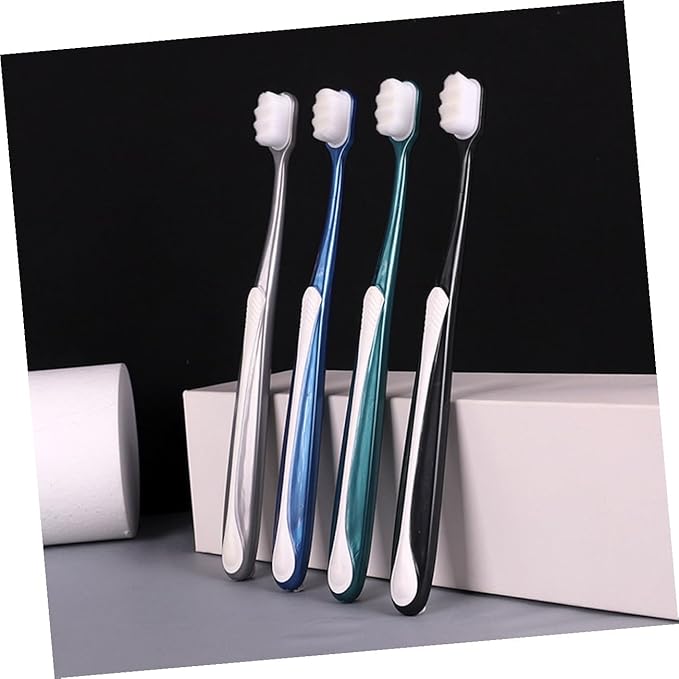 TOYANDONA 4pcs Adult Soft Bristle Toothbrushes Large Head Ergonomic Handle Nano Fur Design for Sensitive Teeth and Daily Oral Care Random Colors Random Color