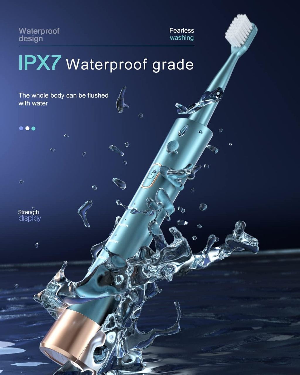 USB Rechargeable Sonic Electric Toothbrush for Adults, Powered Motor High Vibration Teeth & Gum Care, Soft Dupont Brush Heads, 2 Minutes Timer 5 Modes, Green