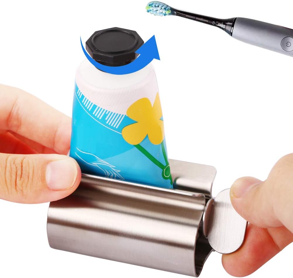 Toothpaste Squeezer - Metal Tube Squeezer Stainless Steel Tube Wringer UDQYQ Toothpaste seat Holder Stand (3 Pack)