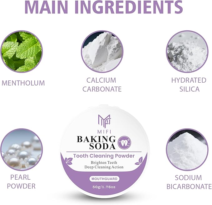 PEGO Adult Tooth Powder, Stain Remover for Teeth - Deep Cleaning Formula, Gentle & Non-Irritating, Effective Plaque Removal, Fresh Breath, Daily Oral Care for Adults (Baking Soda)