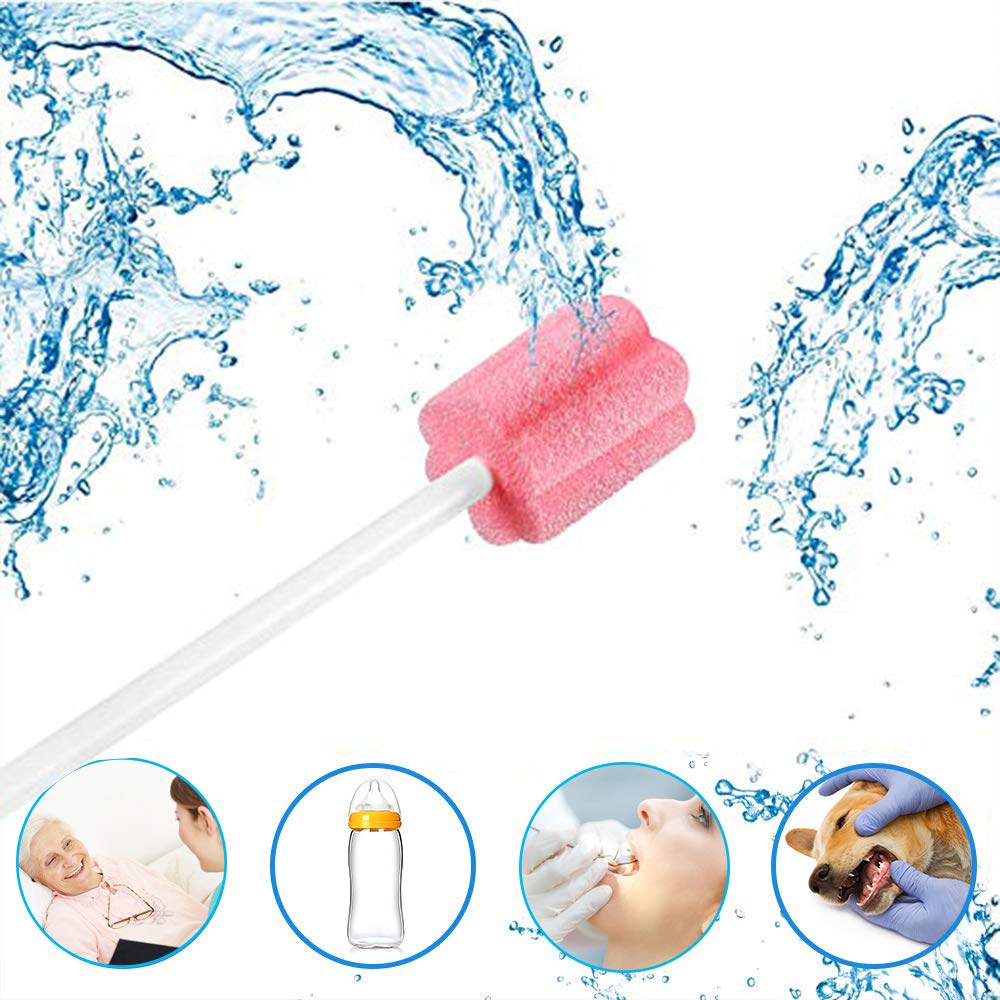 Disposable oral care sponge swabs，Unflavored mouth swabs 250 Count（pink）